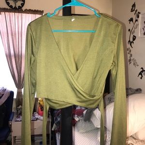 Green Cropped Tie Top